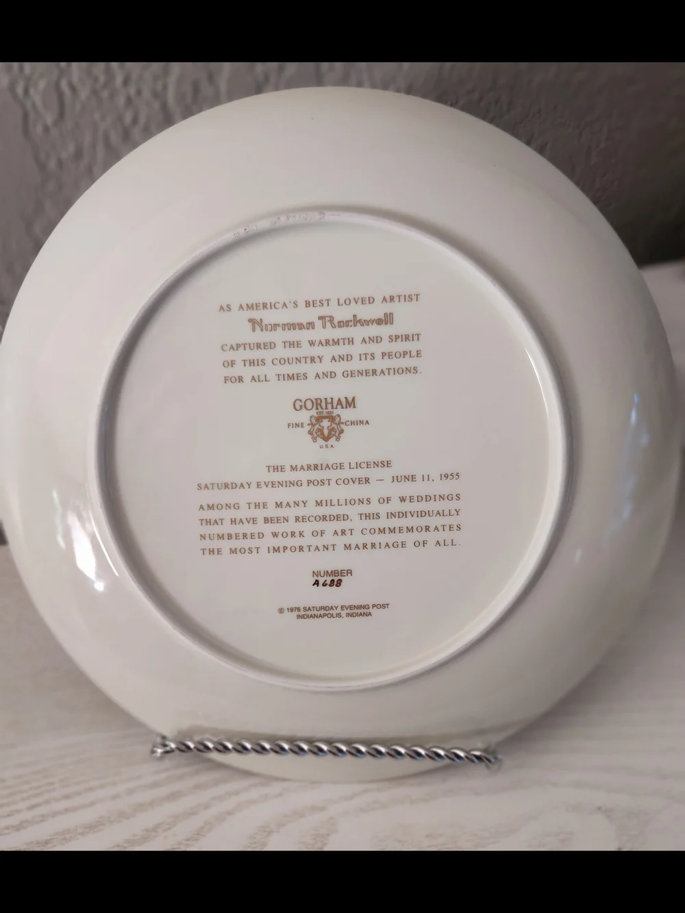 Norman Rockwell 'The Marriage License' Decorative Plate A688 Vintage 1976